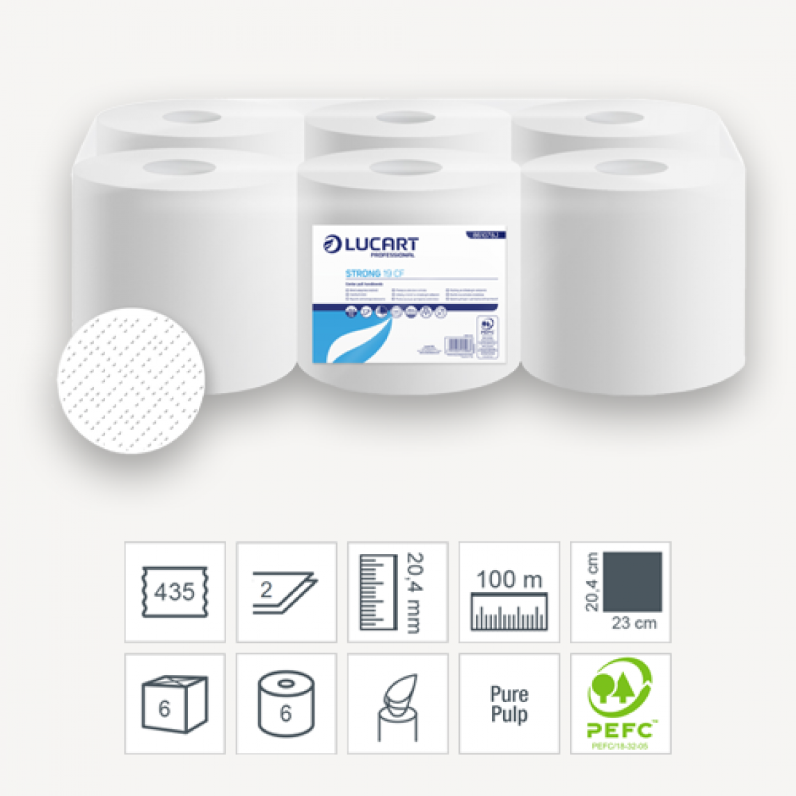 Putzrolle CF19, 2 lg, 6 Rollen